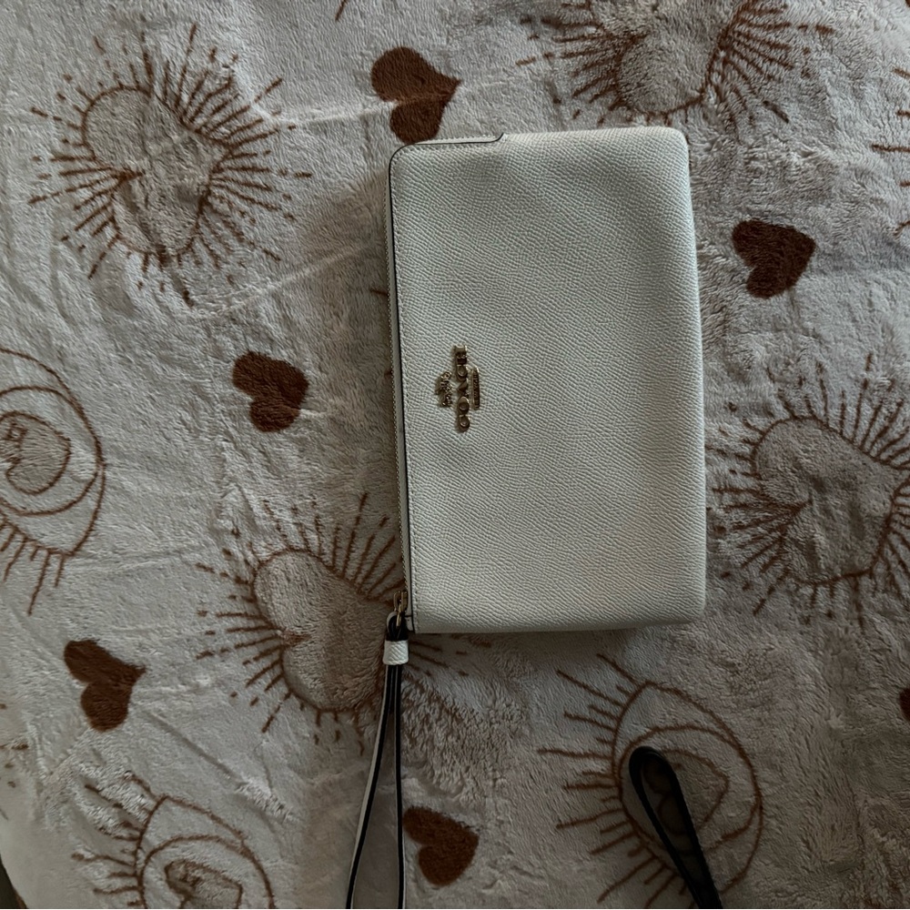 Coach Ivory Wristlet with Logo